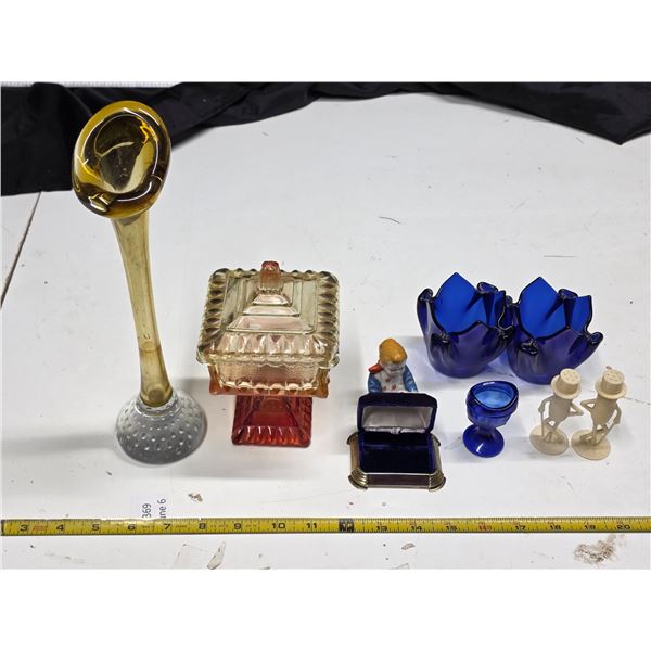 Décor lot- cobalt blue dishes, planters peanut salt and pepper shakers