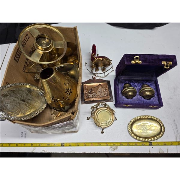 Lot of brass items- salt and pepper shakers