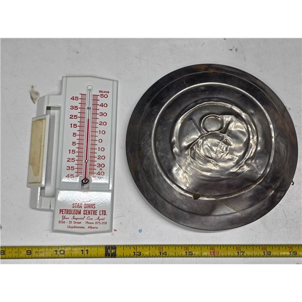 Esso thermometer and  hub cap