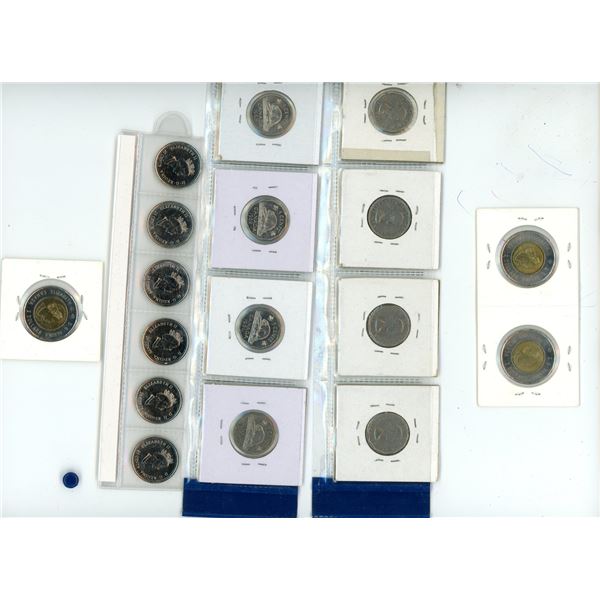 Lot of Canadian Coins (Some Vintage, Some Newer) Toonies and Nickels