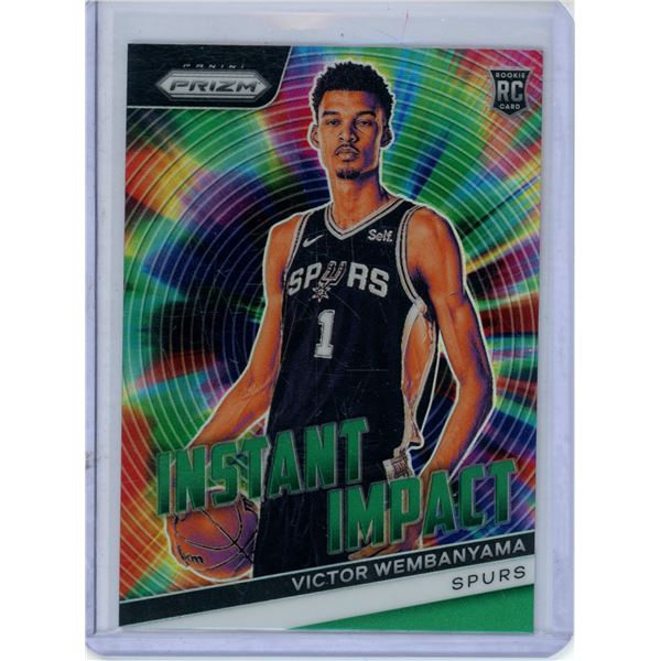 Wembanyama Panini Instant Impact Rookie Card #3 Green Prizm Variation