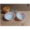 Image 1 : (3) Vintage Pyrex Glass Bowls and Cup and (1) Other Marked Blue Glass