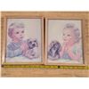 Image 1 : 2 child and dog pictures and frames- 9x11"