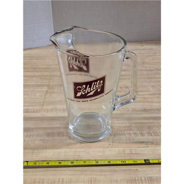 Embossed schlitz beer pitcher- 9"H