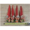 Image 1 : (4) Vintage Norwegian Henning hand-carved wooden troll figures with characteristic tall red felt hat