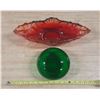 Image 1 : Vintage Emerald Green Glass Bowl and Vintage Jeannette Glass Bowl.