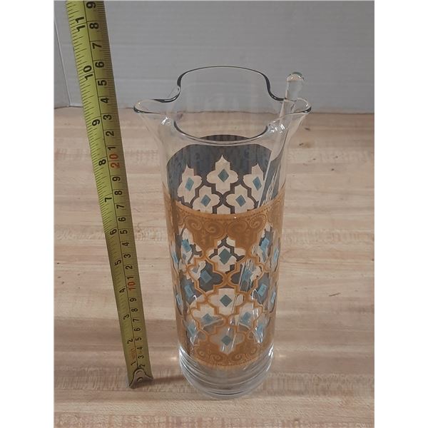 Vintage Culver Seville pattern glass cocktail pitcher.