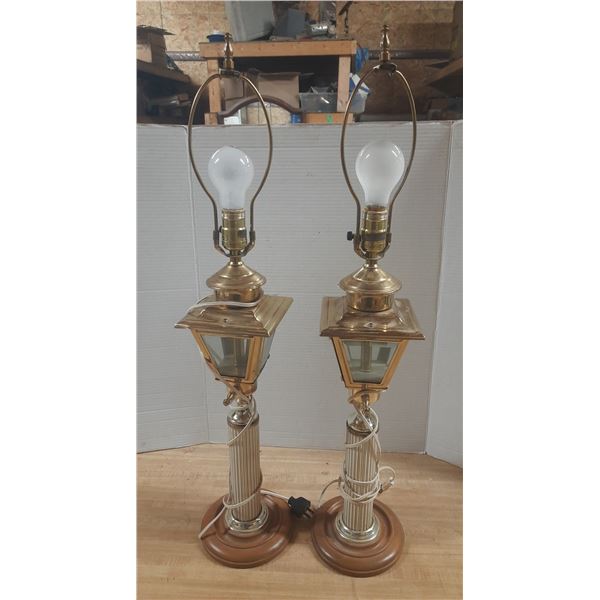 (2) Vintage Lamps - Height 31" (Working) (No Shade Available)