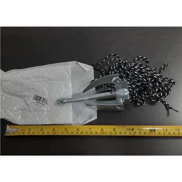 Fishing Water Grass Knife 10m Rope Galvanized Iron Foldable Sturdy Weed Remover. (New)