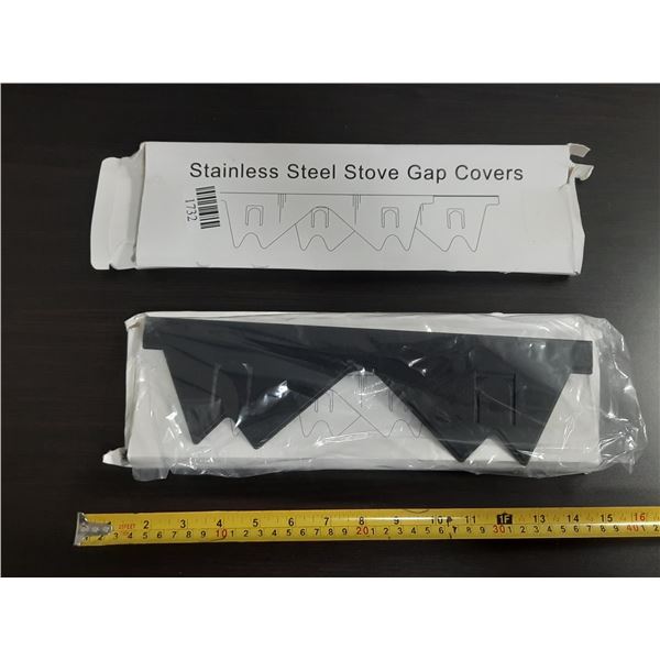 (2) Black stainless steel stove gap covers. (New) (You Can Use For 2 Stoves)