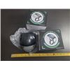 Image 1 : (2) Black pet helmet with goggles for head & eyes. (New) (Size S)