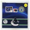 Image 1 : 2014 Colourized Vancouver Canucks 25 Cents. Includes 2 Stamps. Unopened.