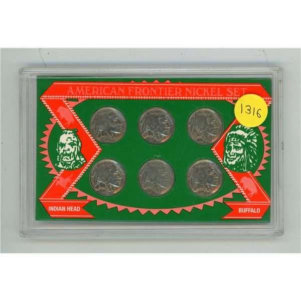 America’s Frontier Nickel Set. includes 6 different Buffalo Nickels.