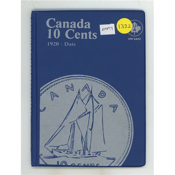 Empty Canadian 10 Cents 1920 – Date album. Uni-Safe. Used.