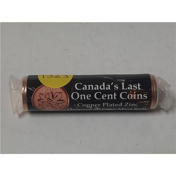 Complete Roll of 50 2012 Canadian Cents. Canada’s Last One Cent Coins. Copper Plated Zinc. 