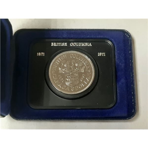1971 British Columbia Centennial Nickel Dollar. Housed in its original RCM clamshell case.