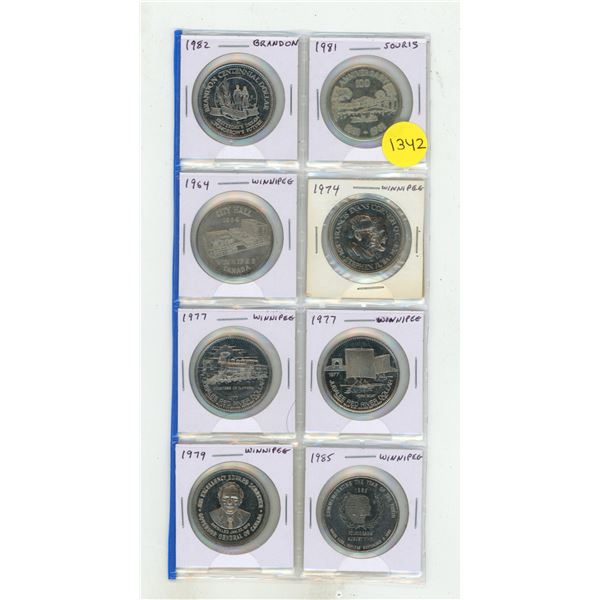Set of 8 Manitoba Trade Dollars.