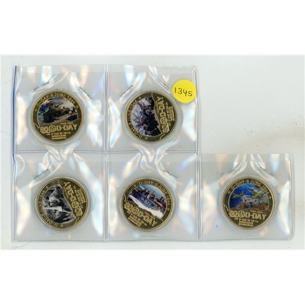 Set of 5 80th Anniversary of D-Day Colourized Medals. BU.