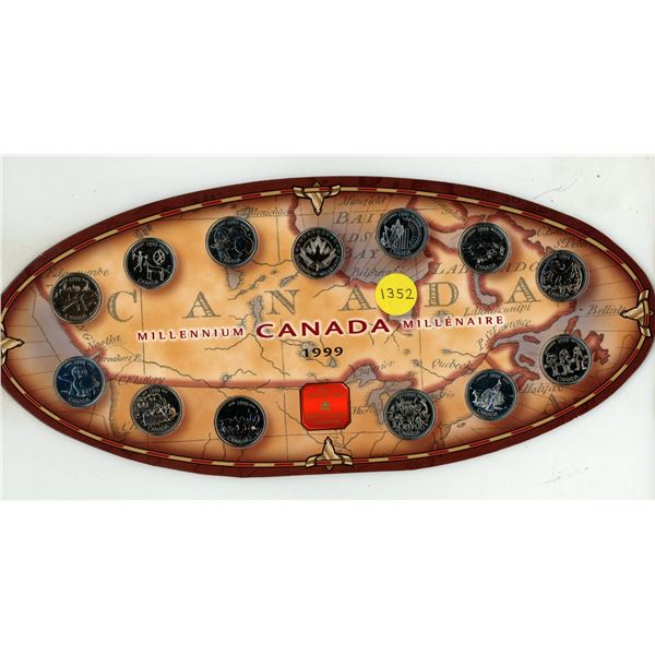 1999 Canadian Millennium Set. 12 25 Cents, one for each month plus a Mint Medal with a Maple Leaf. H