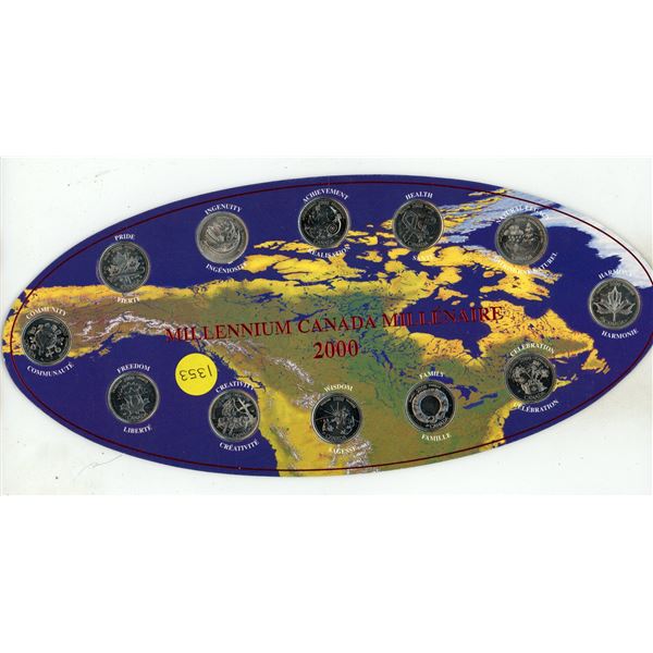 2000 Canadian Millennium Set. 12 25 Cents. Housed in its original RCM holder.