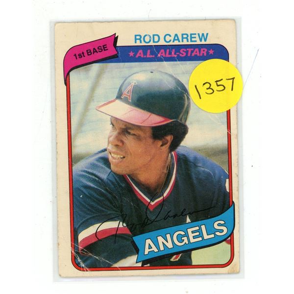 Rod Carew Baseball Card.