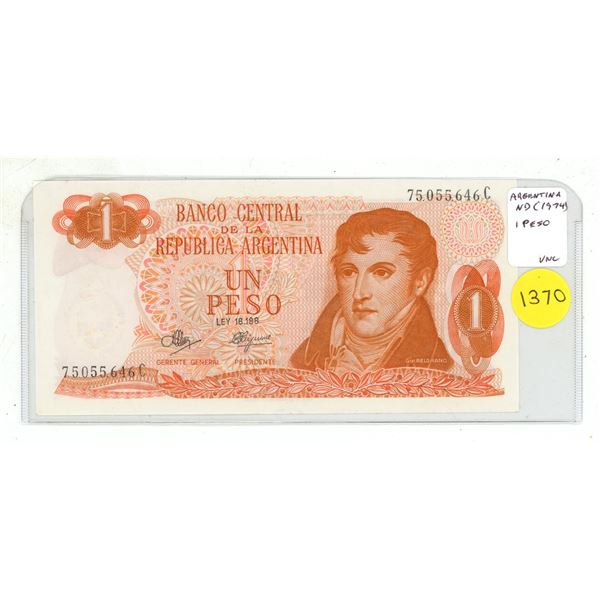 Argentina. ND (1974) 1 Peso. Uncirculated.