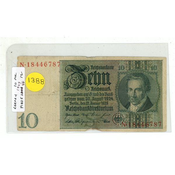 Germany – Weimar Republic. 192910 Reichsmark. VG.