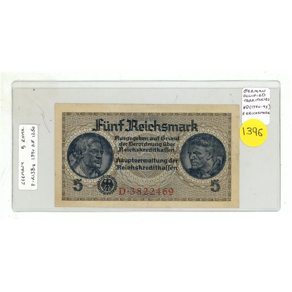 Nazi Germany. Issued in German occupied territories during World War II. ND (1940 – 1945) 5