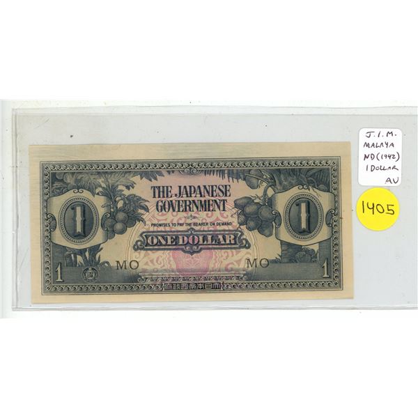 Malaya. Japanese Invasion Money. ND (1942) 1 Dollar. AU.