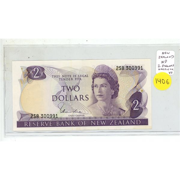 New Zealand. ND 2 Dollars. Hardie signature. VF.