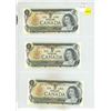 Image 1 : Set of 3 Consecutive 1973 $1 notes. Crow-Bouey signatures. AMZ Prefix. Serial Numbers 1557115, 15571