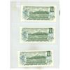 Image 2 : Set of 3 Consecutive 1973 $1 notes. Crow-Bouey signatures. AMZ Prefix. Serial Numbers 1557115, 15571
