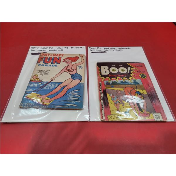 2 1942 Wartime Magazines (Army & Navy Fun Parade & Boo! Scary Stuff!)