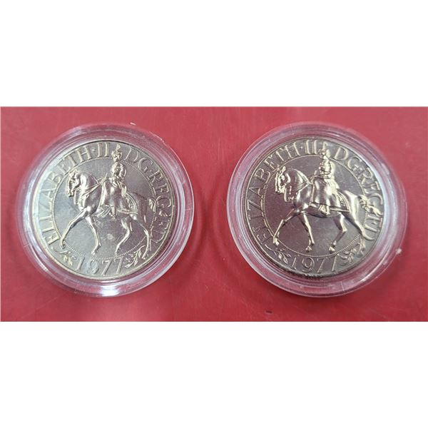 2 1977 Queen Elizabeth II Commemorative Crown Coin