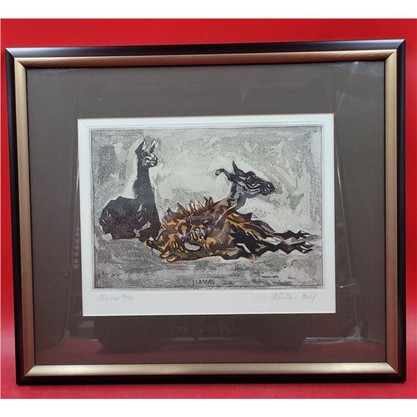 Framed, Signed, & Numbered "Llamas" Print