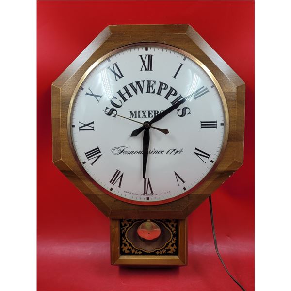 VTG United Clock Corp. Schweppes Mixers Clock