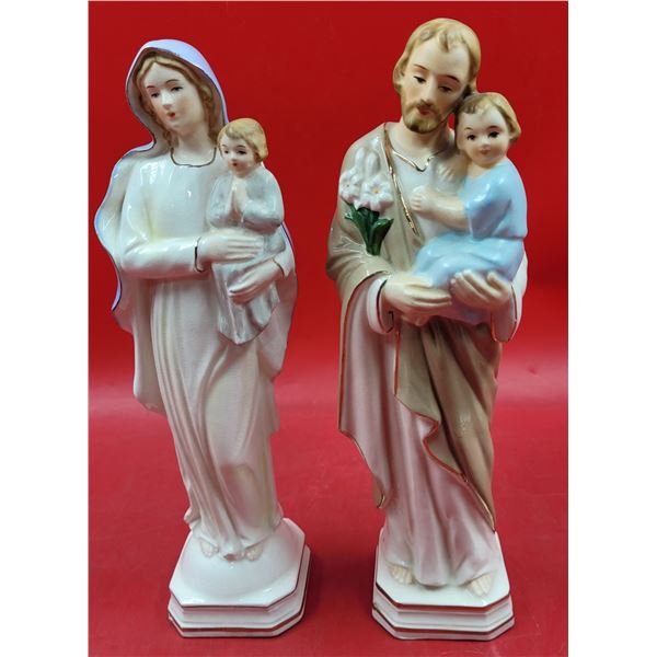 2 Japanese Holy Family Figurines