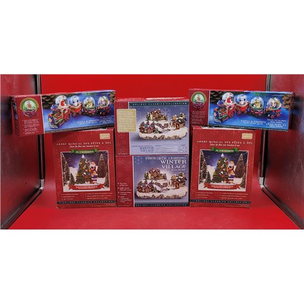 2 Snow Globe Trains, 2 Winter Villages w/ Music, & 2 Musical LED Holiday Trees