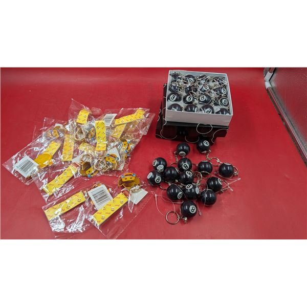 Lot of Emoji & 8-Ball Keychains