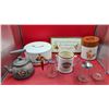 Image 1 : VTG Kitchen Lot w/ Syrup Dispenser, Cake Server, Signed Teapot, & More
