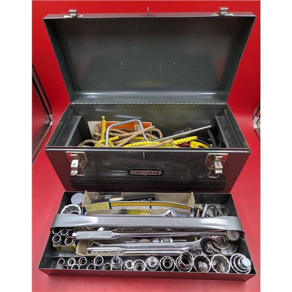 Metal Craftsman Toolbox w/ Assorted Tools