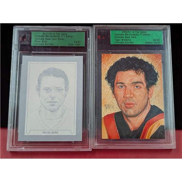 2 In The Game Ultimate Memorabilia Hockey Cards (Pavel Bure & Tiger Williams)