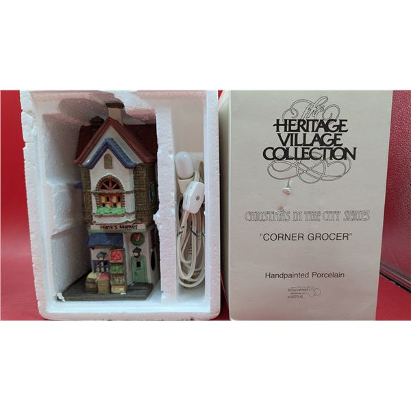 Department 56 Heritage Village Collection Handpainted Porcelain "Corner Grocer"