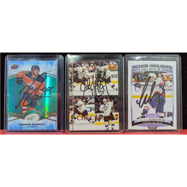 3 Autographed Hockey Cards w/ Connor McDavid, Sidney Crosby, & Alex Ovechkin