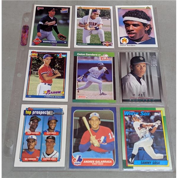 Sheet of Assorted Baseball Cards
