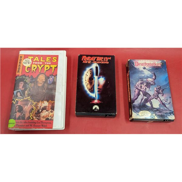 3 VTG Beta Tapes (Tales From The Crypt, Friday The 13th Part VII The New Blood, & Deathstalker ft. P