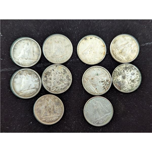Lot of Canadian Silver Dimes