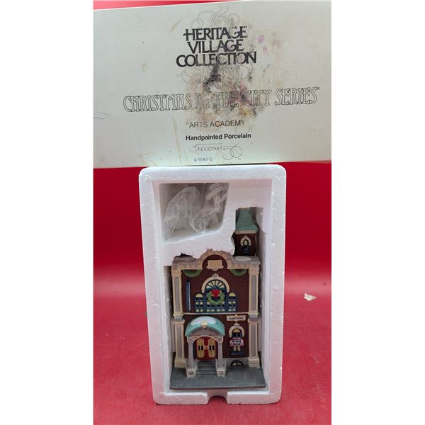 Heritage Village Collection Hand-Painted Porcelain - "Arts Academy" - Surface damage on shell only