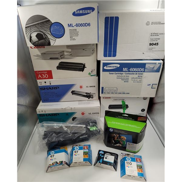 Printer lot, Samsung and Sharp, plus inks
