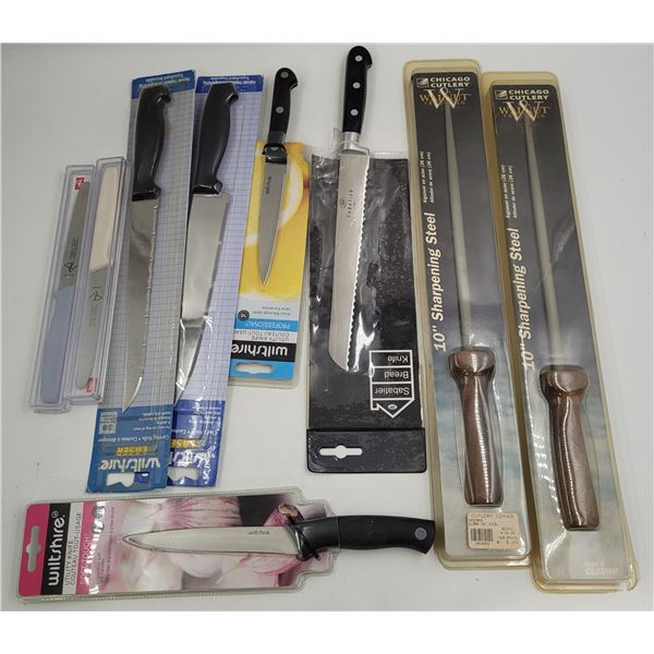 Knife Lot with sharpeners